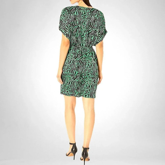 MICHAEL Michael Kors Womens Zebra-Print Tie Dress Green / Black ZEBRA - MEDIUM - Picture 7 of 7